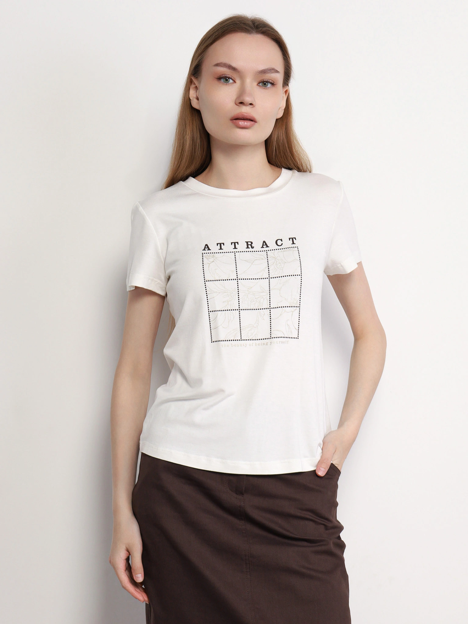 Футболка прямого кроя из смесового хлопка